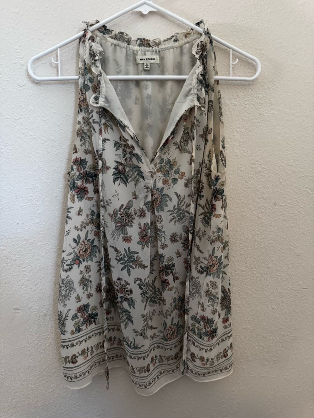 Max Studio Cream Floral Halter Camisole
